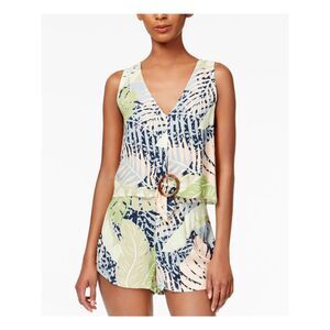 MINKPINK Womens Green Tie Leafs Sleeveless V Neck Crop Top Size: M